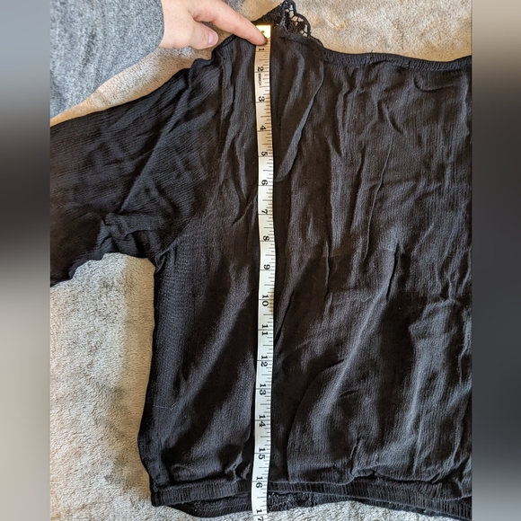 Black Long Sleeve Deep V Neck Shirt - Picture 6 of 7